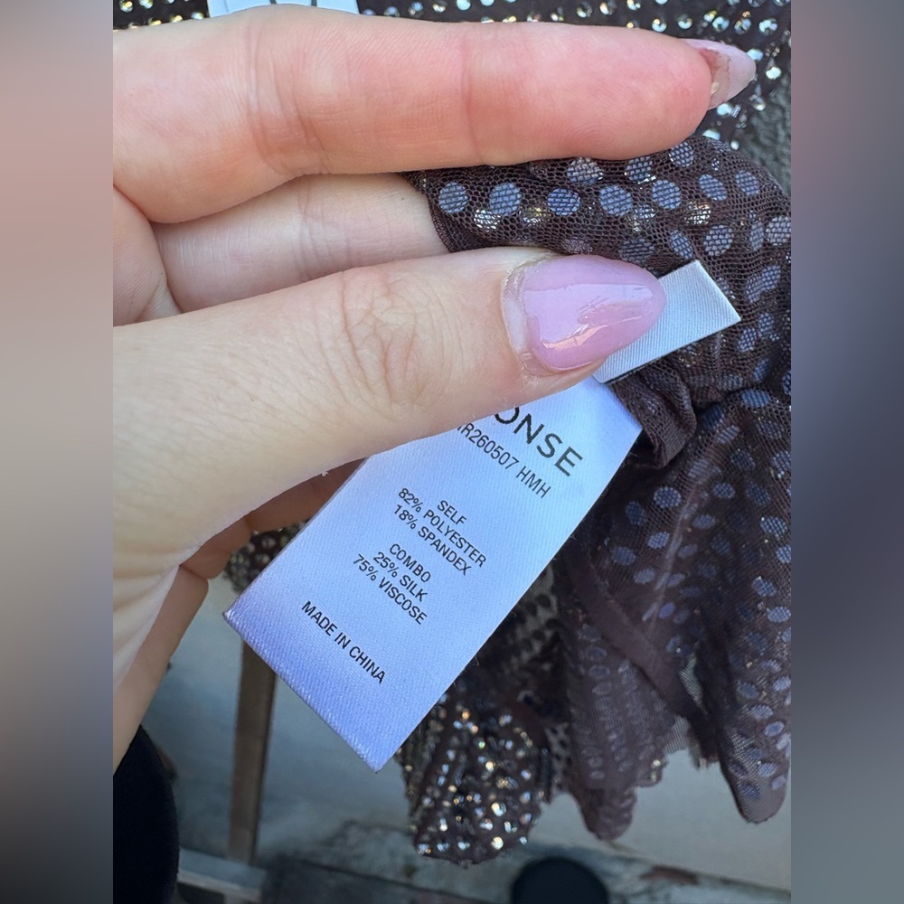 Monse Crystal Embellished Button-Up Shirt in Teak/ Silver New with Tags! - Picture 11 of 12